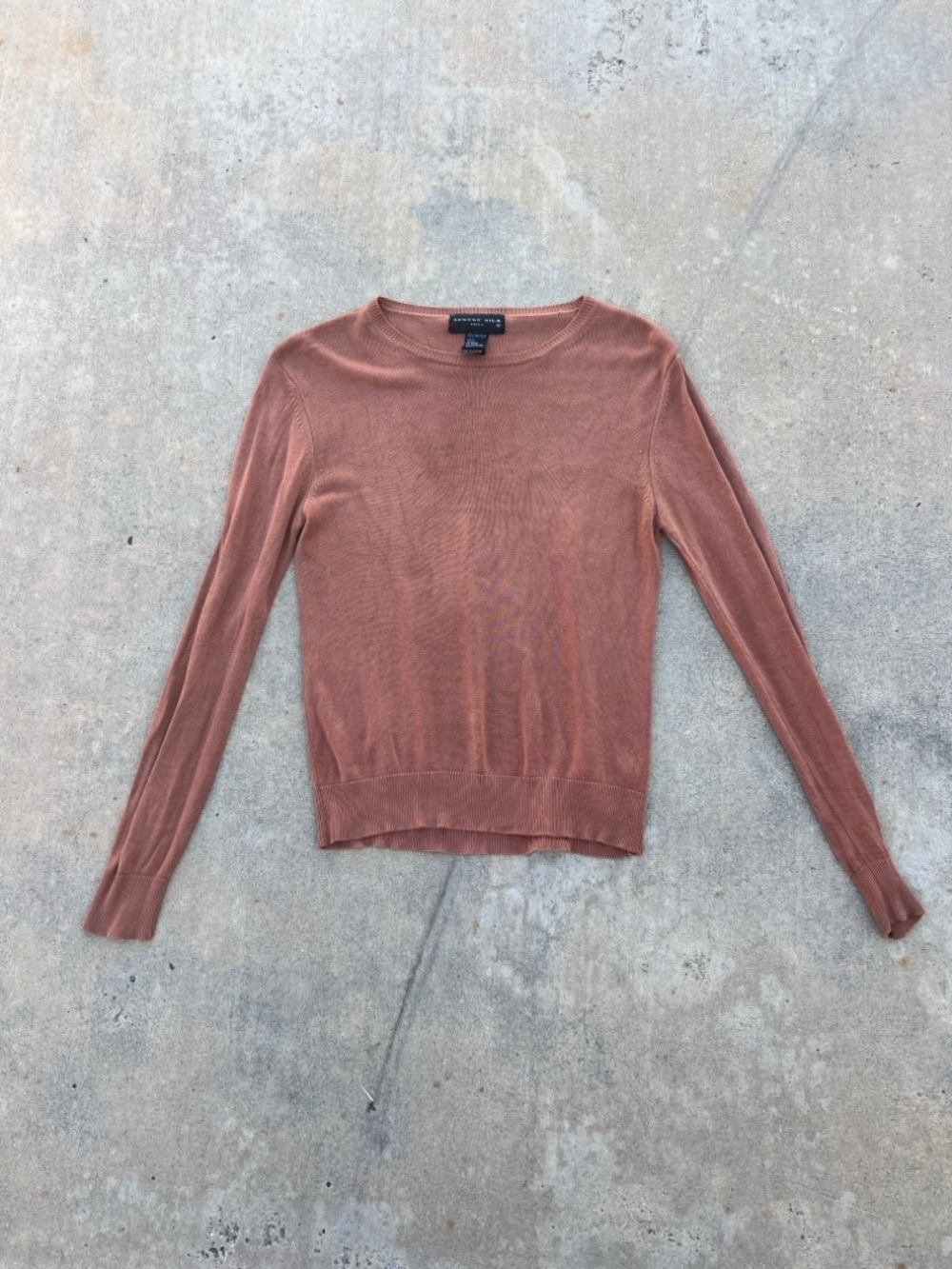 August Silk Lightweight Crewneck Sweater — Rust